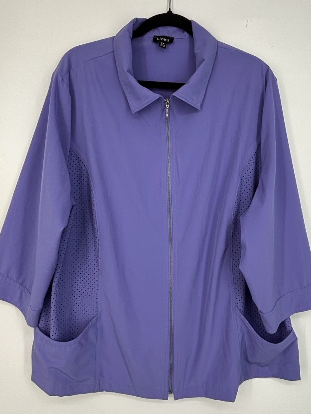Links Womens 2X Zip Front Lightweight Jacket Purple Mesh Insets Golf Active Wear